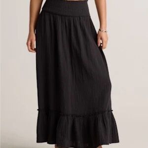 Quince Smocked Black Maxi Skirt